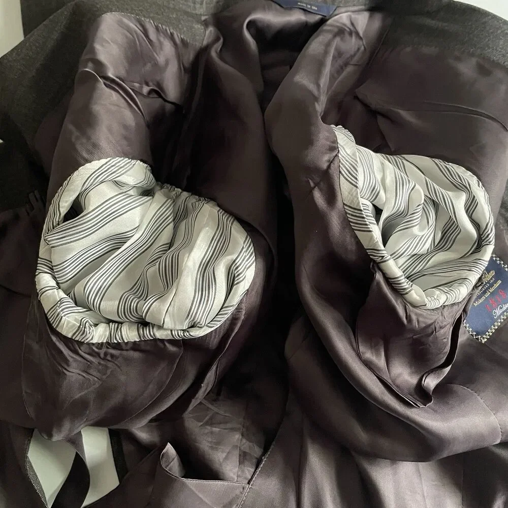 Brooks Brothers Makers 1818 Madison Sport Coat Blazer 42L 36W Gray Saxxon Wool